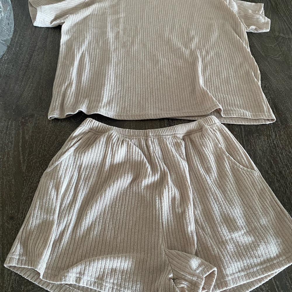 Women's Ribbed Lounge Set in Cream by Petal and Pup